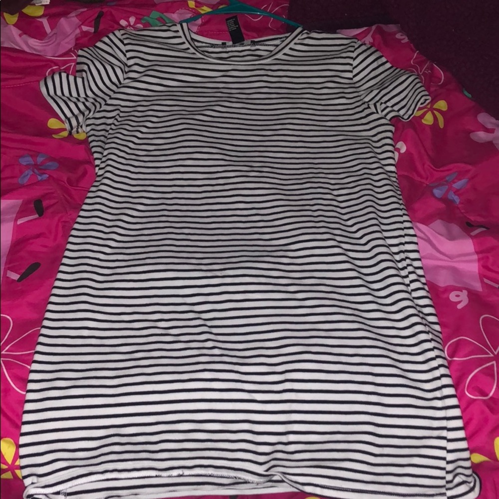 Black and white striped T-shirt dress